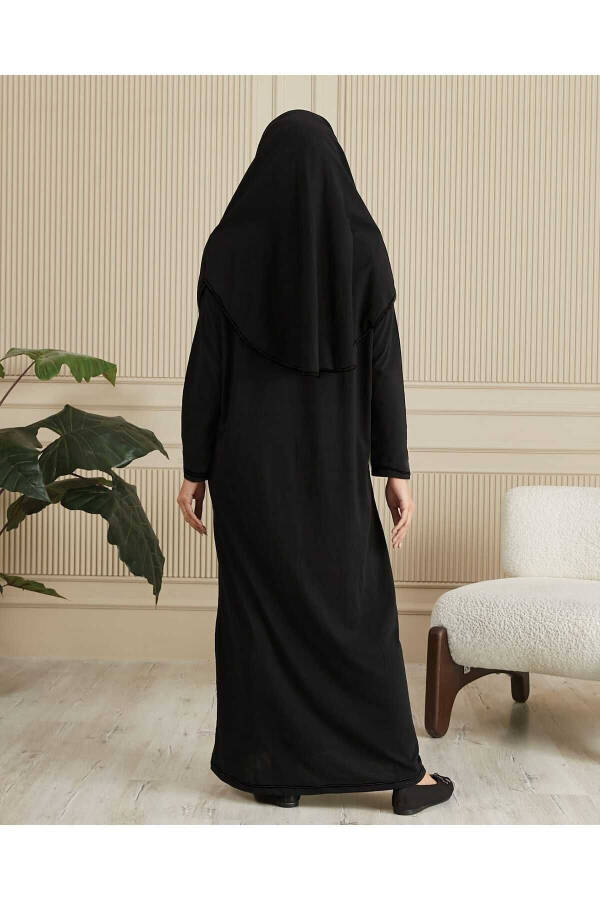 Prayer Dress With Self-Covering Cotton Knitted Hijab - 3