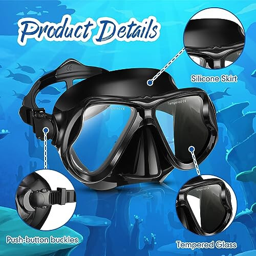 Preboun 2 Pack Swim Mask for Adult Swimming Snorkel Goggles with Nose Cover Anti Fog Clear View Tempered Glass for Diving Swimming - 4