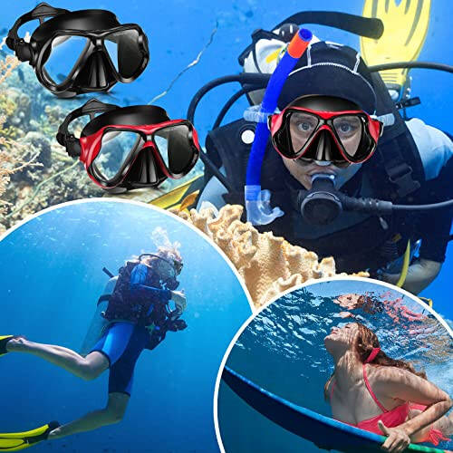 Preboun 2 Pack Swim Mask for Adult Swimming Snorkel Goggles with Nose Cover Anti Fog Clear View Tempered Glass for Diving Swimming - 7