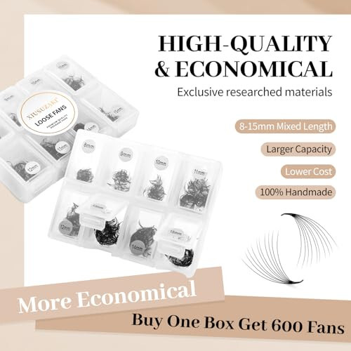 Premade Fans Eyelash Extensions 600 Fans 12D Volume Lash Extensions 0.07 Thickness Eyelash Extension C Curl Premade Lash Fans Mix 8-15mm Fluffy Soft Handmade Loose Fan (600Fans-12D-0.07-C,8-15mm) - 6