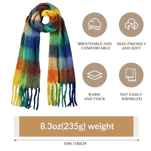 Premillow Scarf for Women - Winter Long Scarf Warm and Fashion, Shawls and Wraps for Evening Dresses Pashmina Large Blanket Scarf - 4