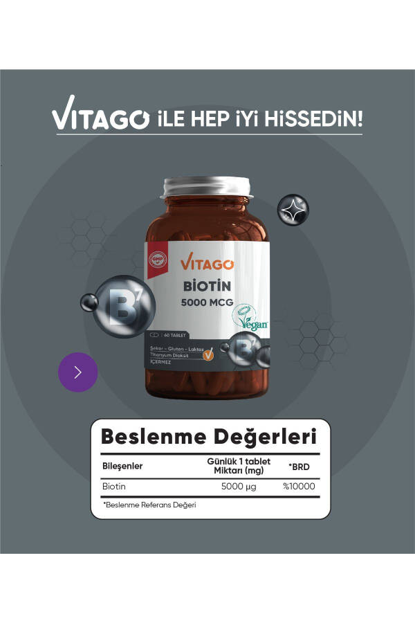 Premium Biotin 5000 Mcg 60 Tabletka - 3