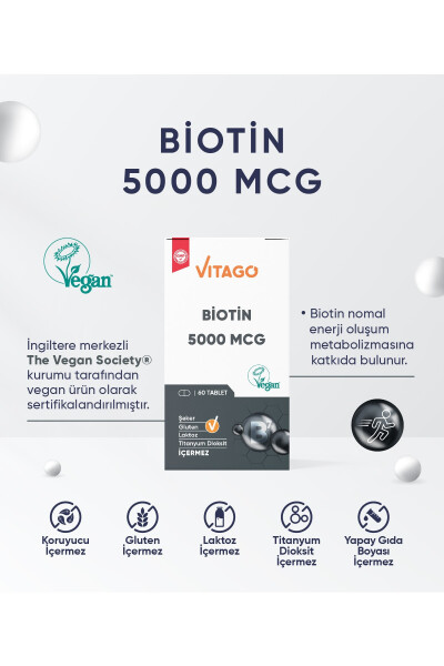 Premium Biotin 5000 Mcg 60 Tabletka - 6