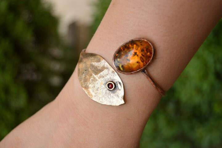 Pressed Amber Handmade Women's Bracelet - 2