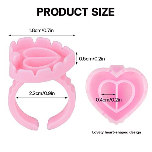 Pretty memory 300 Pcs Glue Rings for Eyelash Extensions, Lovely Heart Lash Glue Rings Blooming Eyelash Glue Holder Volume Fanning Cup Lash Extension Supplies (Pink) - 3