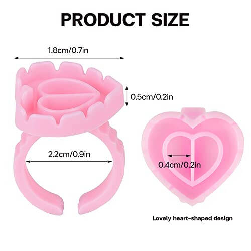 Pretty memory 300 Pcs Glue Rings for Eyelash Extensions, Lovely Heart Lash Glue Rings Blooming Eyelash Glue Holder Volume Fanning Cup Lash Extension Supplies (Pink) - 3