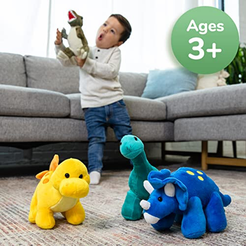 Prextex Plush Dinosaur Stuffed Animal, 4pk, 10'' Cute Dinosaur Plush Toys for Boys & Girls Ages 3+, Stuffed Dinosaurs for Boys, Soft Dino Plush Stuffed Animals Dinosaur Party Favors, Stuffed Dinosaur - 30