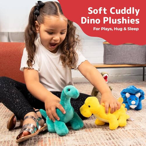 Prextex Plush Dinosaur Stuffed Animal, 4pk, 10'' Cute Dinosaur Plush Toys for Boys & Girls Ages 3+, Stuffed Dinosaurs for Boys, Soft Dino Plush Stuffed Animals Dinosaur Party Favors, Stuffed Dinosaur - 2