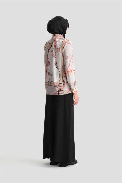 Printed blouse, mink color. - 6