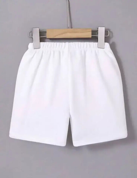 Printed mini shorts with elastic waistband, white. - 2