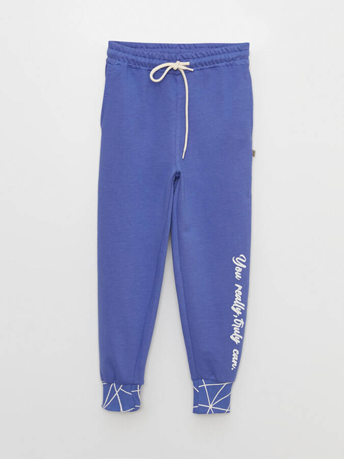 Printed Sweatpants for Girls with Elastic Waistband - 1