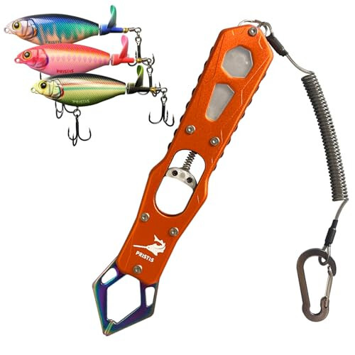 Pristis 3 pcs Topwater Fishing Lures with Propeller Tail & Fish Gripper, Fish Grabber Tool with Lanyard, Fishing Gear Lures Kit Set Combination - 8