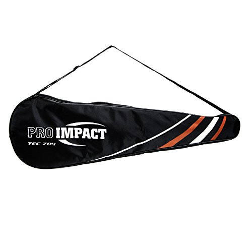 Pro Impact Graphite Carbon Fiber Squash Racket - Full Size lightweight - with Carry On Cover & Durable Strings - Made of Pure Graphite Designed to Improve Gameplay for All Skill Levels - 4