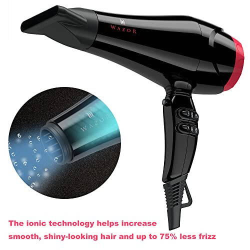 PRO Powerful Hair Dryer with Diffuser Drying Hair Fast, 1875W AC Motor Ionic Blow Dryer with Less Frizz, Shine and Salon, 3 Heat/ 2 Speed, ALCI Plug, Black - 3