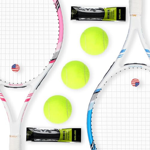 Pro Tennis Racket for Adults, 2 Player 27 inch Speed Tennis Racquet Acceptable for Beginner and Professional with 3 Tennis Balls, 2 Vibration Dampes, 2 Overgrips, Tennis Bag - 1