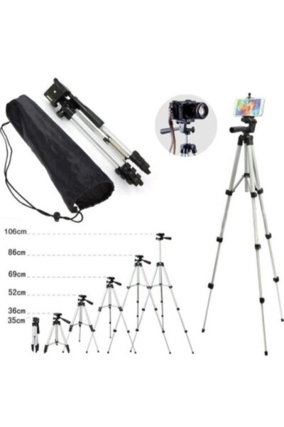 Professional Foto va Video Tasvirga Olish uchun masofadan boshqarish pultli Tripod, 106 Sm Tripod Telefon Tutqichi - 3