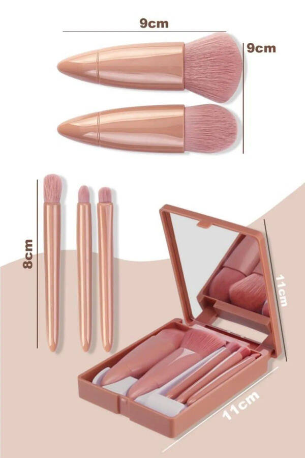 Professional Portable Mirrored Makeup Brush Set - 6