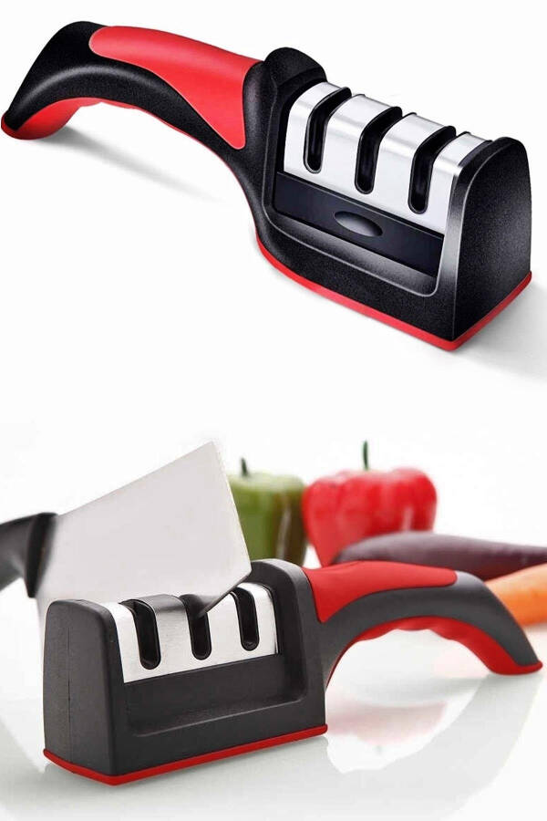 Professional Steel Knife Kitchen Scissors Sharpener Tool 3 Angle Diamond Edge Hand Knives Sharpening Stone Apparatus - 6