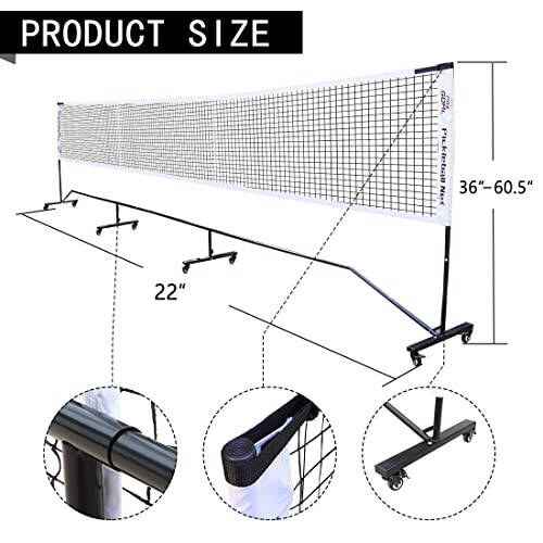 Progoal Badminton va Pickleball to'r tizimi, universal g'ildirak, harakatlanuvchan barqaror metall ramka, mustahkam neylon to'r va tashish sumkasi bilan, 22 fut ko'chma balandlikda sozlanadigan to'r pickleball va boshqa o'yinlar uchun - 2