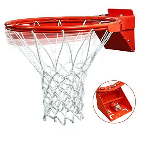 PROGOAL Breakaway Basketball Rim, Heavy Duty Flex Rim Replacement 5/8-In, Standard Goal Reinforced Mounting Bracket Fit Most Size Backboards Indoor and Outdoor - 1