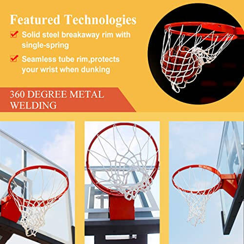 PROGOAL Breakaway Basketball Rim, Heavy Duty Flex Rim Replacement 5/8-In, Standard Goal Reinforced Mounting Bracket Fit Most Size Backboards Indoor and Outdoor - 2