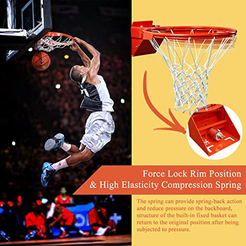 PROGOAL Breakaway Basketball Rim, Heavy Duty Flex Rim Replacement 5/8-In, Standard Goal Reinforced Mounting Bracket Fit Most Size Backboards Indoor and Outdoor - 6