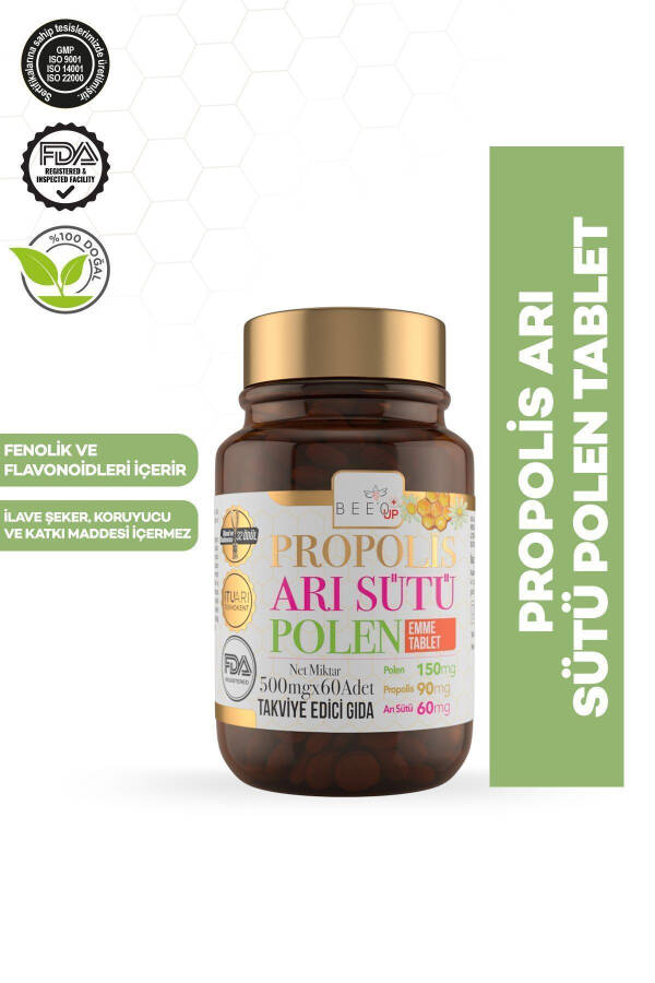 Propolis Arı Sütü Polen Emme Tablet 500 mg x 60 Adet - 3