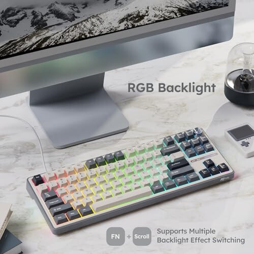 Проводная механическая клавиатура RK ROYAL KLUDGE R87 Pro с горячей заменой кнопок 75% RGB с подсветкой для игр, 88 клавиш, TKL, с прокладкой, настраиваемая клавиатура с QMK/VIA и линейными кремовыми переключателями - 5