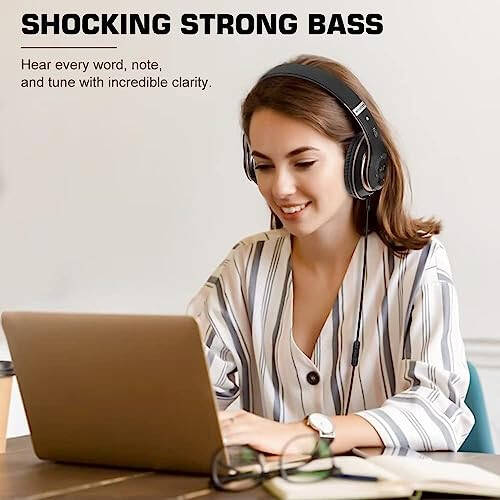 PRTUKYT 6S Simsiz Bluetooth Quloqchinlar Quloq Usti, Hi-Fi Stereo Katlanadigan Simsiz Stereo Quloqchinlar Mikrofonli, Ovoz Balansi, Telefon/Kompyuter Uchun FM (Qora & Oltin) - 11