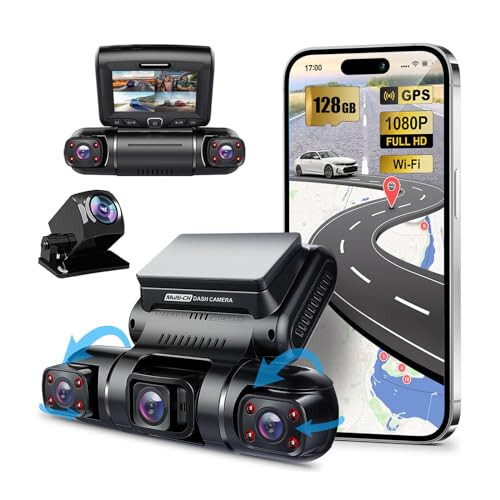 PRUVEEO 360 Derece Görüş 4 Kanallı Ön ve Arka İç Sol Sağ Dash Cam, Arabalar için Dash Kamera, Dahili GPS WiFi Gece Görüşü, 7/24 Kayıt Park Modu Monitörü, Ücretsiz 128G Kart - 1