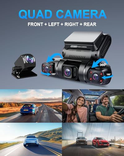 PRUVEEO 360 Derece Görüş 4 Kanallı Ön ve Arka İç Sol Sağ Dash Cam, Arabalar için Dash Kamera, Dahili GPS WiFi Gece Görüşü, 7/24 Kayıt Park Modu Monitörü, Ücretsiz 128G Kart - 5