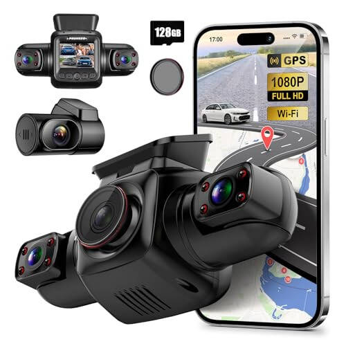 PRUVEEO 360 Derece Görüş 4 Kanallı Ön ve Arka İç Sol Sağ Ön Dash Cam, Arabalar İçin CPL ile Dash Kamera, Dahili GPS WiFi Gece Görüşü, 7/24 Kayıt Park Modu Monitörü, Ücretsiz 128G Kart - 3