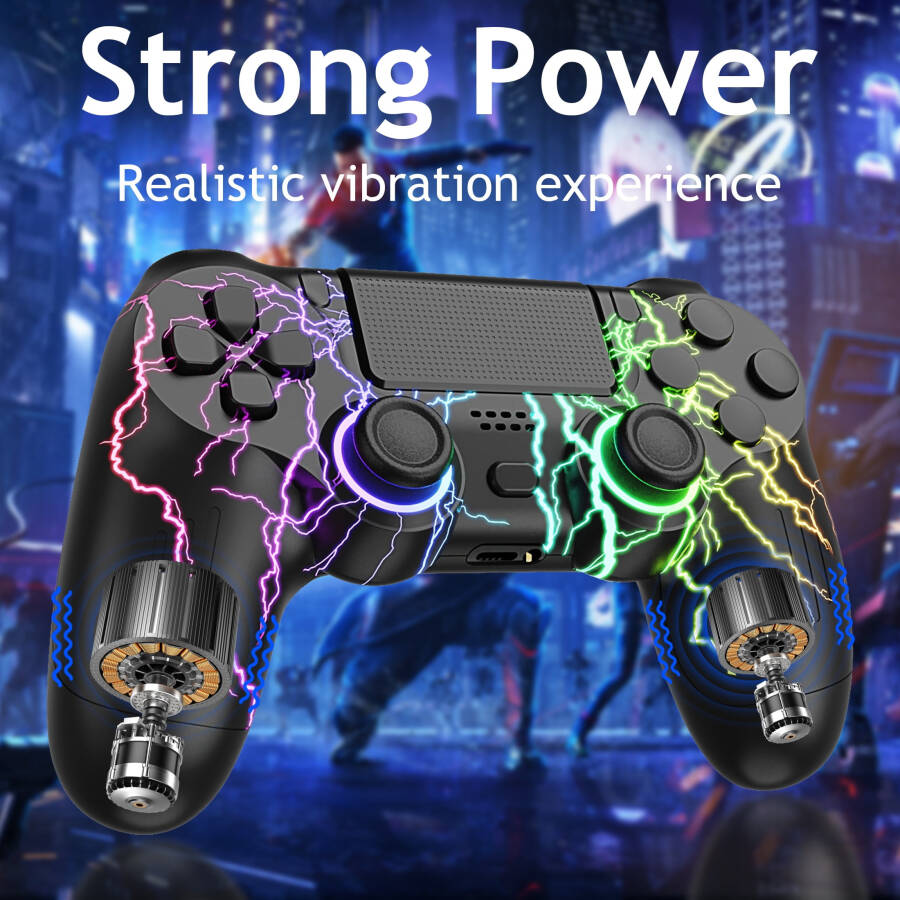 PS4 uchun RGB yoritgichli simsiz kontroller, PlayStation 4/PS4 Slim/PS4 Pro/PC bilan mos keladigan masofaviy oʻyin joystiki - 2