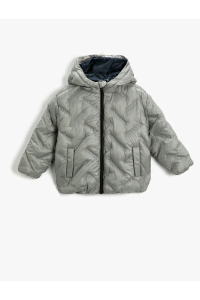 Puffer jacket with hood and quilting. - 1