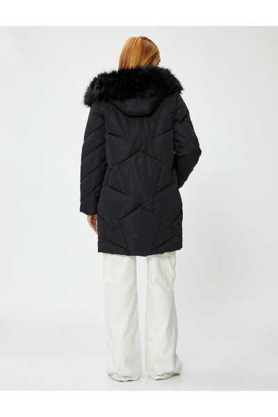 Puffer jacket with pockets, zipper, hood and plush details - 4