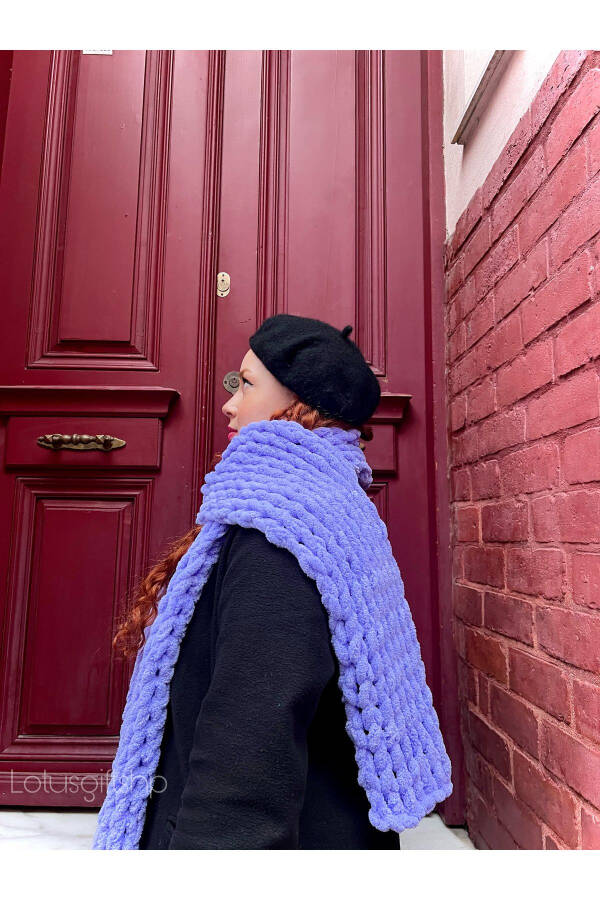 Puffy Lavender Thermal Plush Scarf (color customizable) - 2