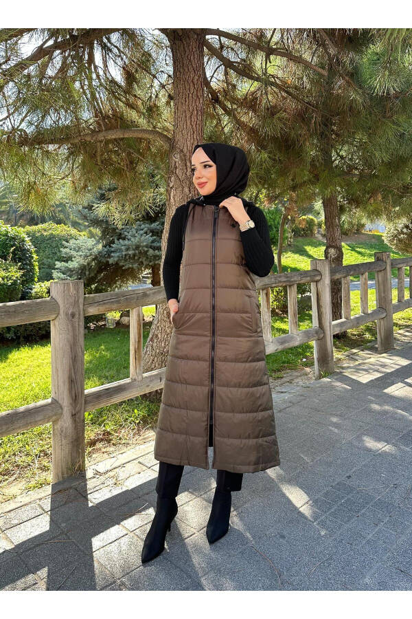 Puffy Quilted Fiber Filled Women's Winter Long Sports Vest 50007 - 7