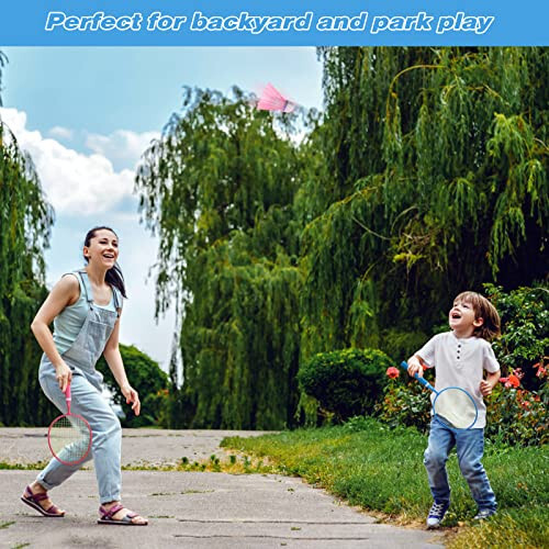 PULEEBO Badminton Racket for Kids - Outdoor Racquet Sports Toys for Children with shuttlecocks, Beach Lawn Yard Badminton Set Game for Kids and Adults,Backyard Outside Sport Game - 3