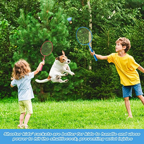 PULEEBO Badminton Racket for Kids - Outdoor Racquet Sports Toys for Children with shuttlecocks, Beach Lawn Yard Badminton Set Game for Kids and Adults,Backyard Outside Sport Game - 5