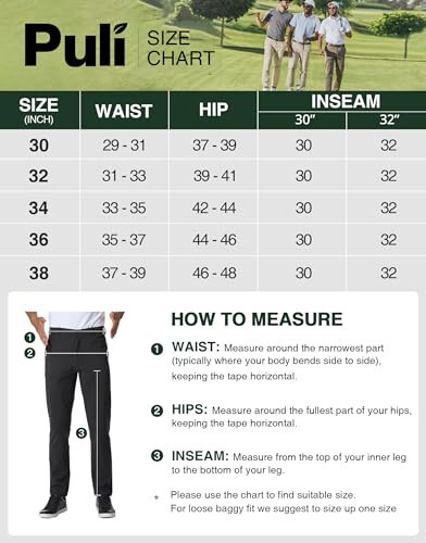 Puli Golf Pants Men Stretch Slim Fit Dress Casual Work Hiking Tapered Waterproof Pants with Pockets - 6