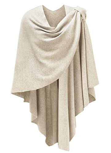 PULI Womens Large Cross Front Poncho Sweater Wrap Topper Knitted Elegant Shawls Cape for Fall Winter - 1