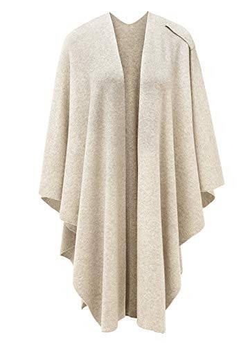 PULI Womens Large Cross Front Poncho Sweater Wrap Topper Knitted Elegant Shawls Cape for Fall Winter - 2