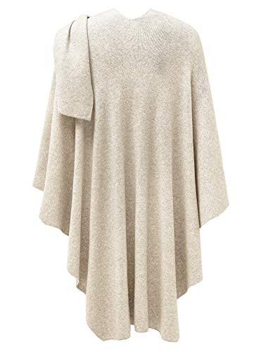 PULI Womens Large Cross Front Poncho Sweater Wrap Topper Knitted Elegant Shawls Cape for Fall Winter - 7