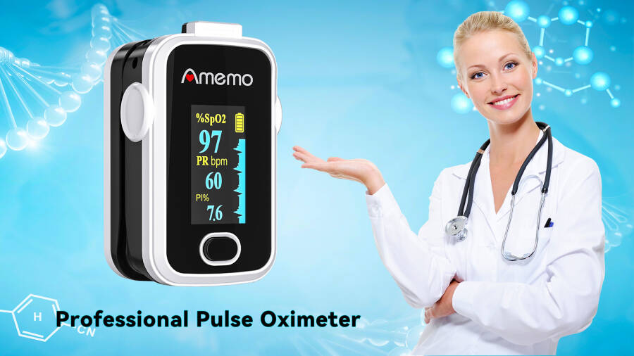 Pulse Oximeter Fingertip with Plethysmograph and Perfusion Index, Portable Blood Oxygen Saturation Monitor for Heart Rate and SpO2 Level, O2 Monitor Finger for Oxygen, Pulse Ox, Oximetro, (Black-White) - 10