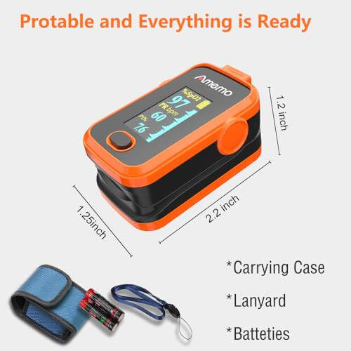 Pulse oximeter fingertip with Plethysmograph and Perfusion Index, Portable Blood Oxygen Saturation Monitor for Heart Rate and SpO2 Level, O2 Monitor Finger for Oxygen,Pulse Ox,Oximetro,(Red-Orange) - 6