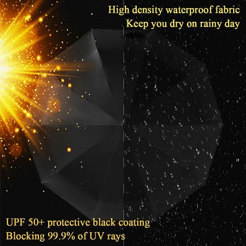 Pumi-geous Automatic Travel Umbrella Windproof Lightweight Strong Compact UV Protection Rain Umbrellas 8Ribs Collapsible Backpack Umbrella Suit For Adult - 2