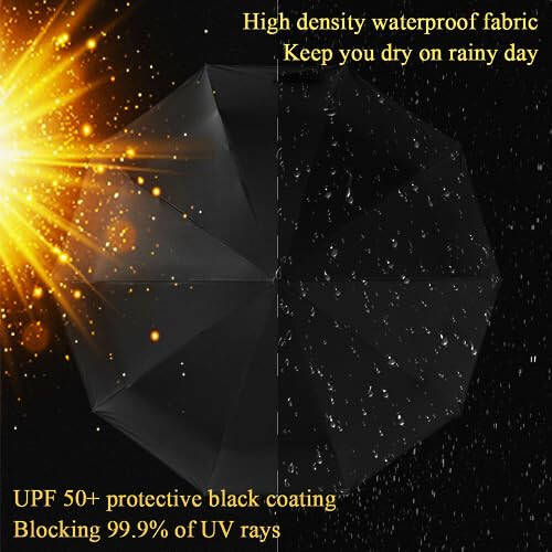 Pumi-geous Automatic Travel Umbrella Windproof Lightweight Strong Compact UV Protection Rain Umbrellas 8Ribs Collapsible Backpack Umbrella Suit For Adult - 2