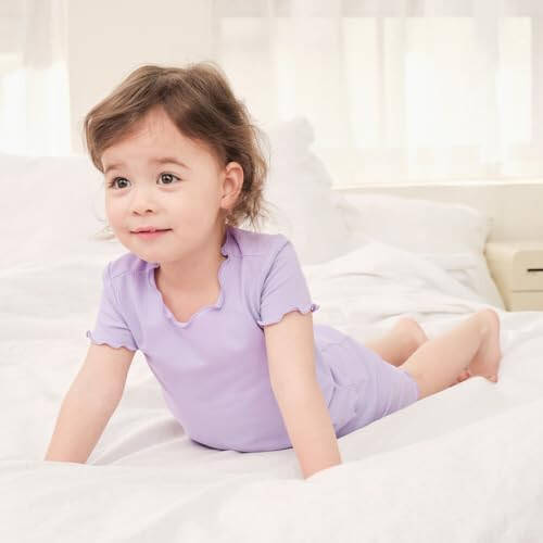 Pureborn Bebek Pijama Takımı - Çocuk Bebek Erkek Kız Kısa Kollu Rahat Uyku Elbisesi 2 Parça 18A-7Y - 33