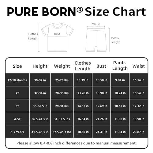 Pureborn Bebek Pijama Takımı - Çocuk Bebek Erkek Kız Kısa Kollu Rahat Uyku Elbisesi 2 Parça 18A-7Y - 36