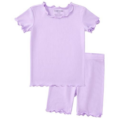 Pureborn Bebek Pijama Takımı - Çocuk Bebek Erkek Kız Kısa Kollu Rahat Uyku Elbisesi 2 Parça 18A-7Y - 19